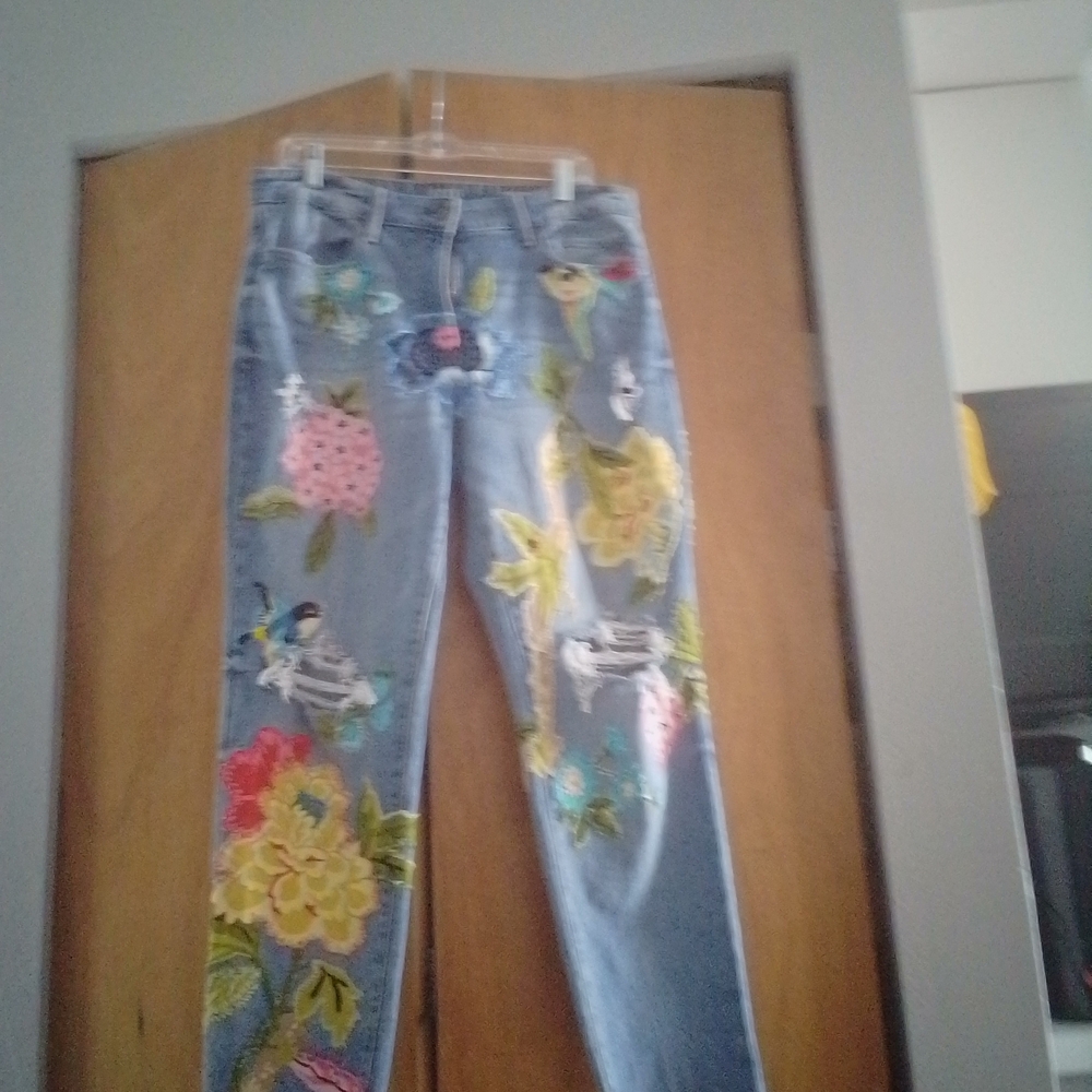 Anna Multicolor Embroidered Straight Leg Jeans